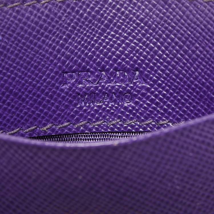 Pre Owned Prada Purple Saffiano Leather Card Holder