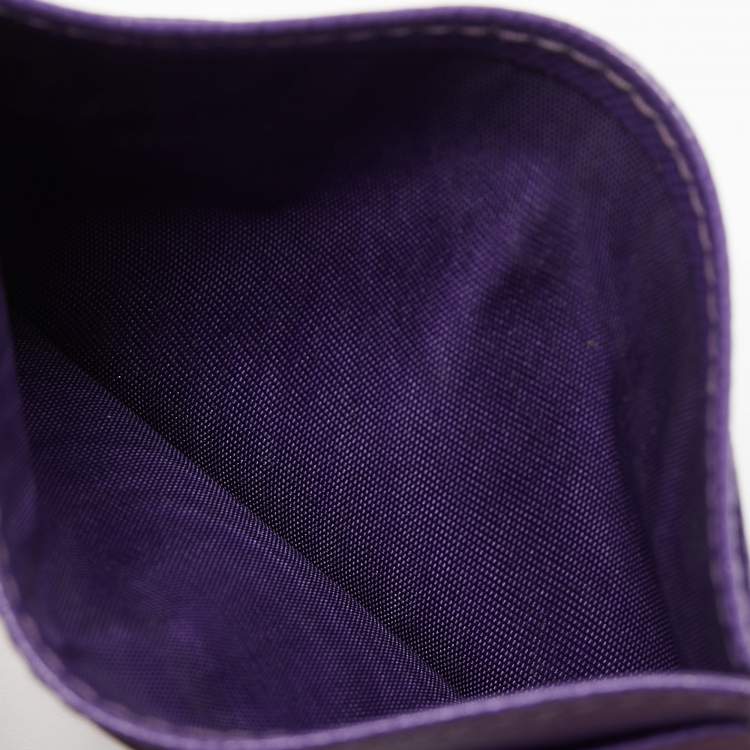 Pre Owned Prada Purple Saffiano Leather Card Holder
