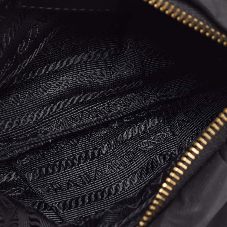 Pre Owned Prada Black Pleated Nylon Wristlet Clutch