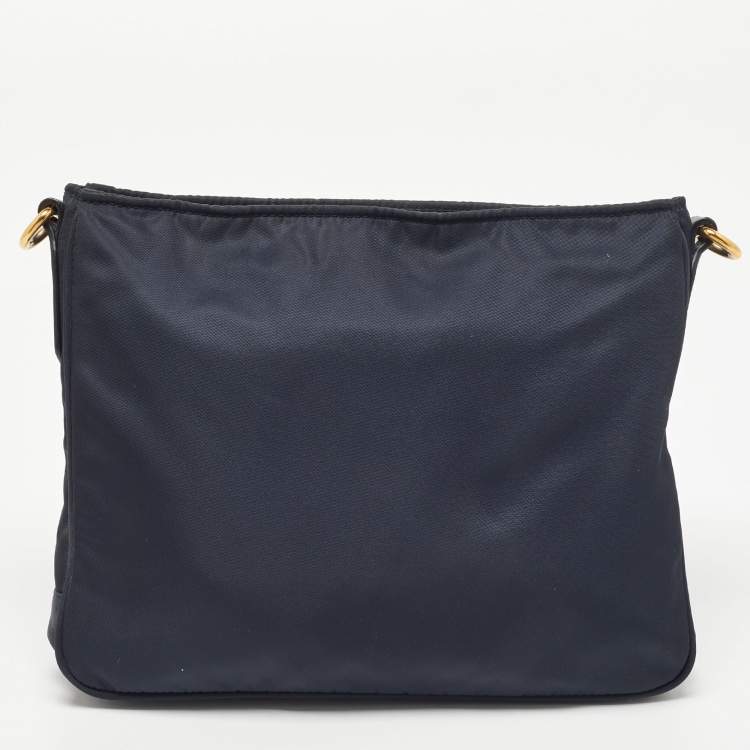 Pre Owned Prada Black Nylon and Leather Logo Crossbody Bag