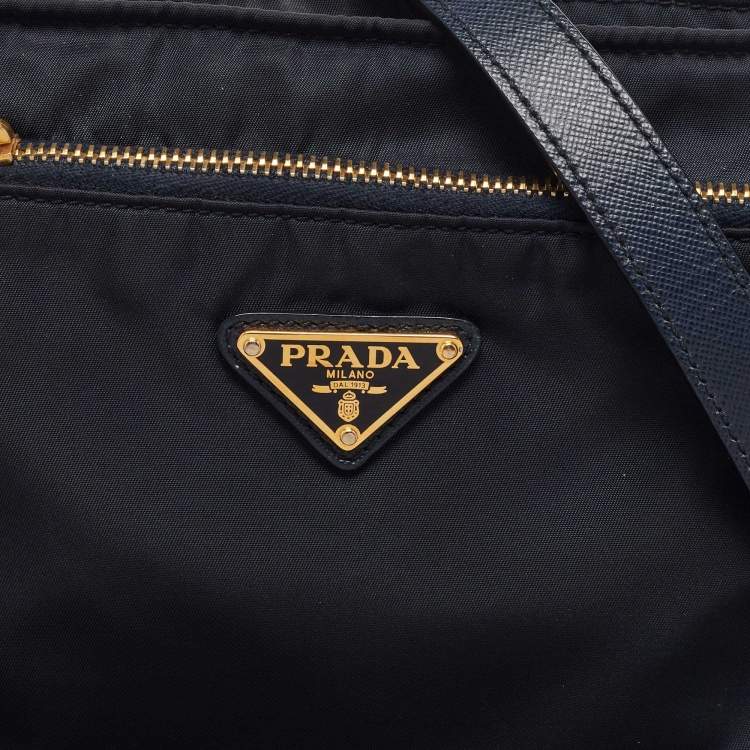 Pre Owned Prada Black Nylon and Leather Logo Crossbody Bag