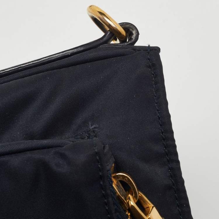 Pre Owned Prada Black Nylon and Leather Logo Crossbody Bag