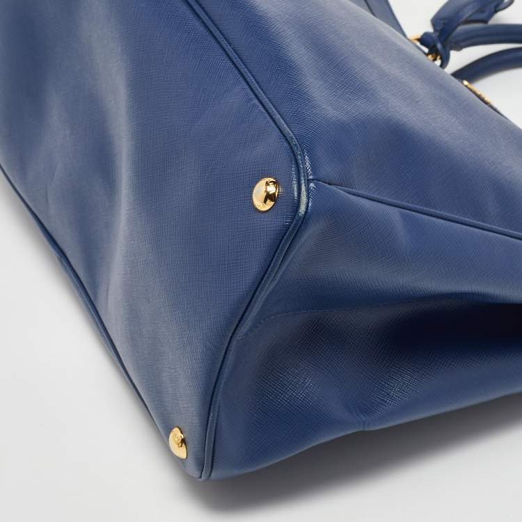 Pre Owned Prada Navy Blue Saffiano Lux Leather Snap Tote