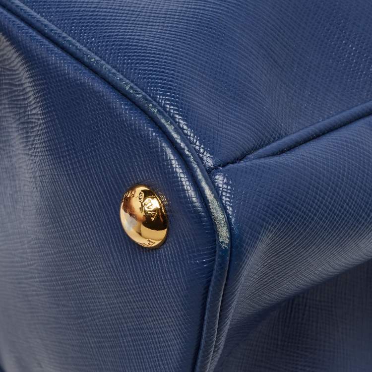 Pre Owned Prada Navy Blue Saffiano Lux Leather Snap Tote