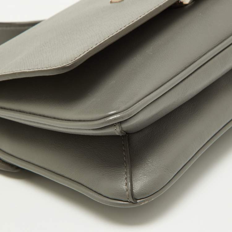 Pre Owned Prada Grey Saffiano Leather Flap Crossbody Bag