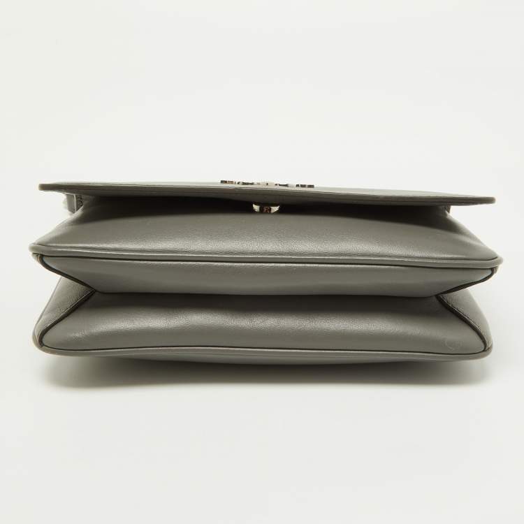 Pre Owned Prada Grey Saffiano Leather Flap Crossbody Bag