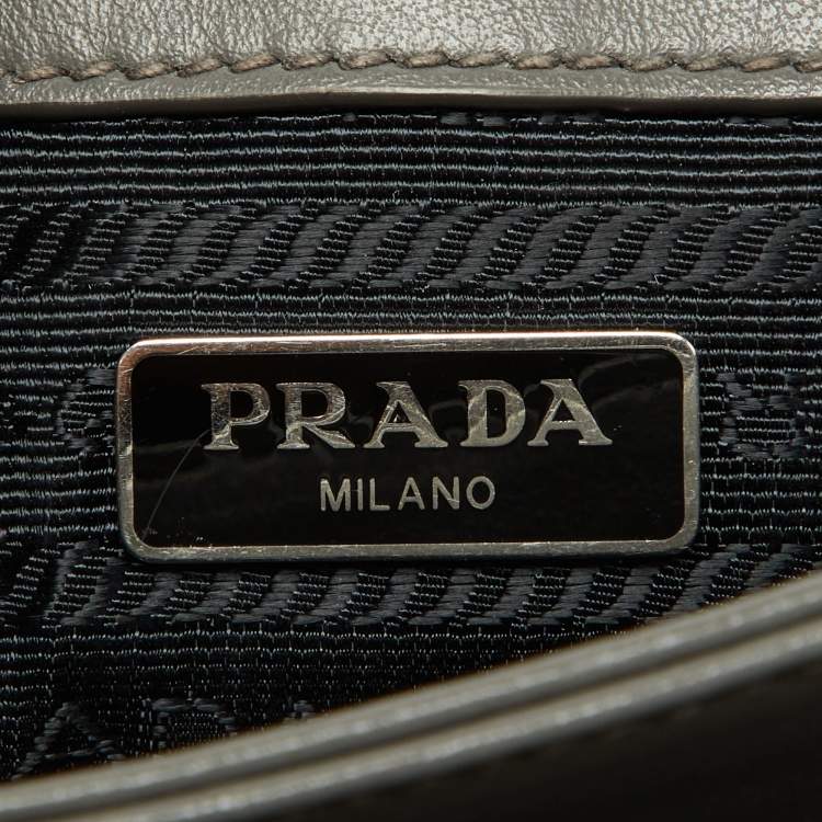 Pre Owned Prada Grey Saffiano Leather Flap Crossbody Bag