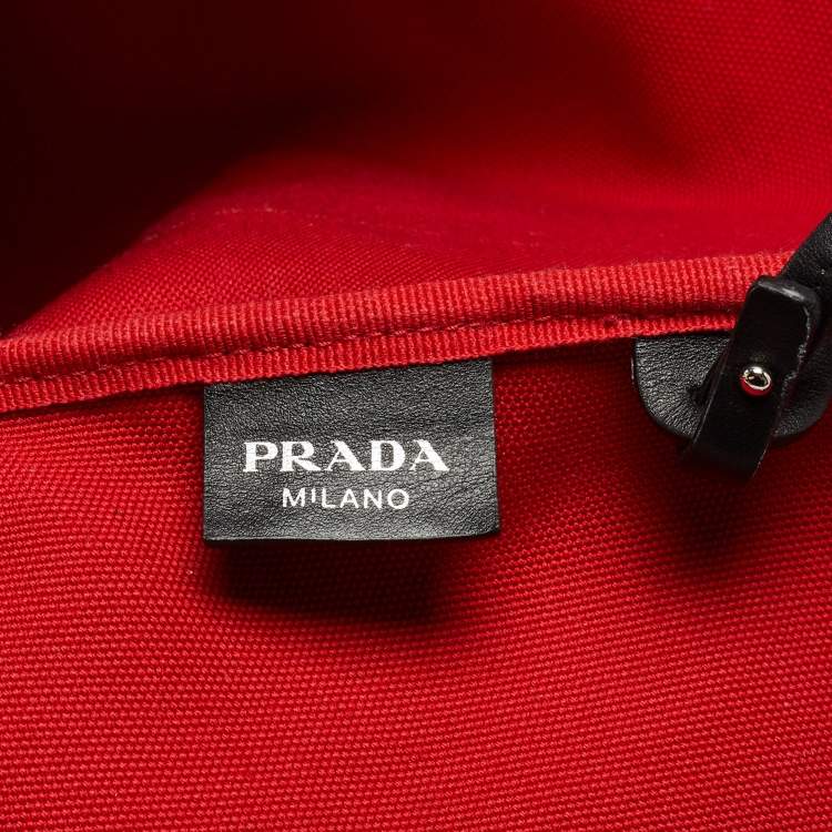 Pre Owned Prada Black Canvas Canapa Dinosaur Tote