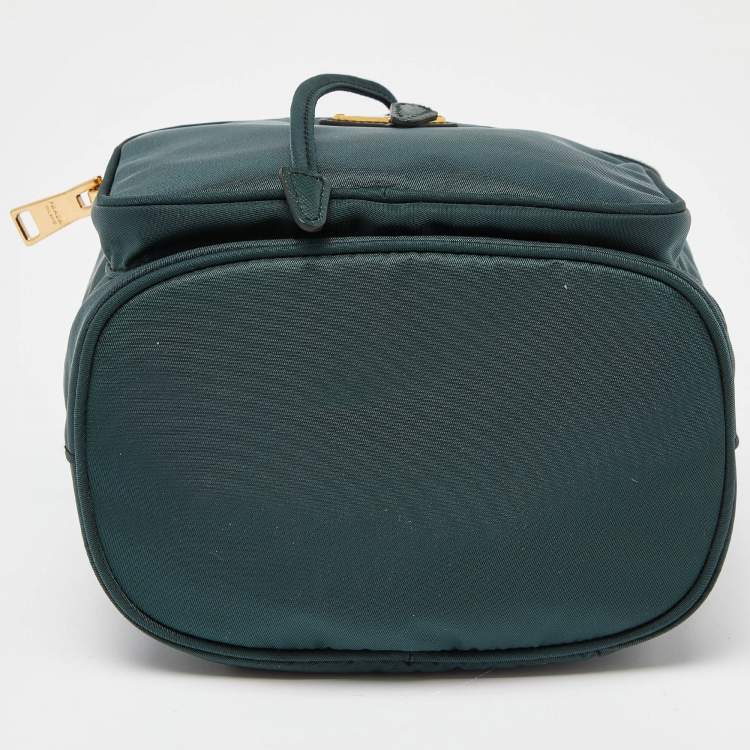 Pre Owned Prada Green Nylon Duet Drawstring Bucket Bag