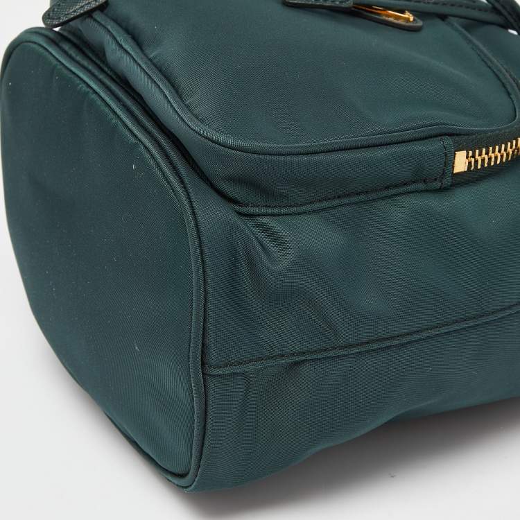Pre Owned Prada Green Nylon Duet Drawstring Bucket Bag