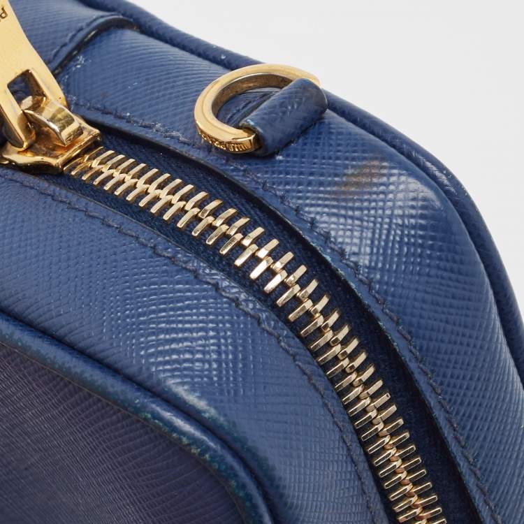 Pre Owned Prada Blue Saffiano Lux Leather Mini Camera Crossbody Bag
