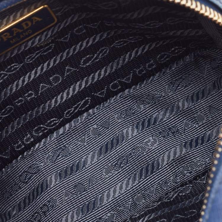 Pre Owned Prada Blue Saffiano Lux Leather Mini Camera Crossbody Bag