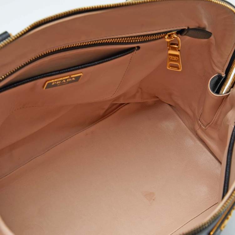 Pre Owned Prada Black Saffiano Lux Leather Promenade Satchel