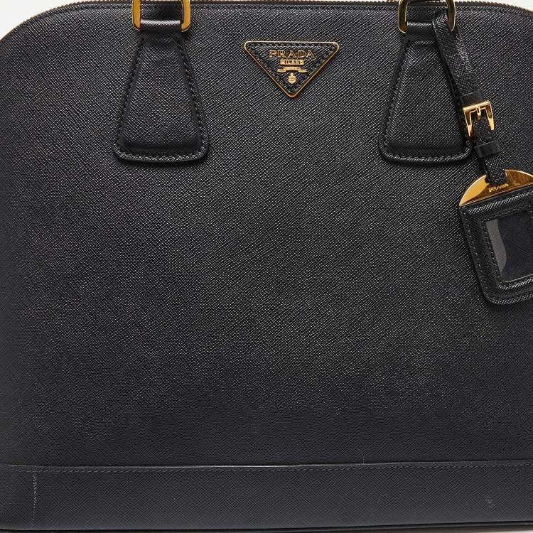 Pre Owned Prada Black Saffiano Lux Leather Promenade Satchel
