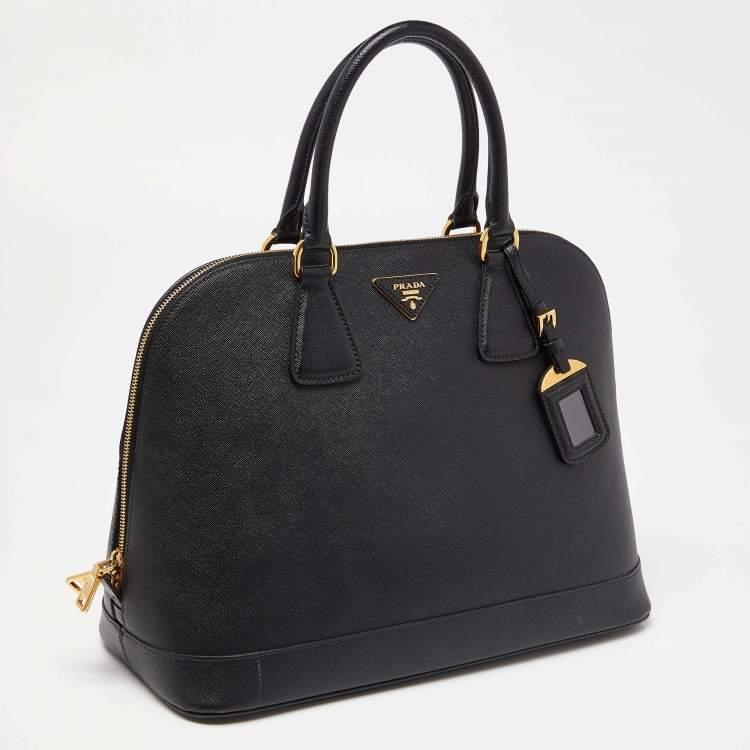 Pre Owned Prada Black Saffiano Lux Leather Promenade Satchel