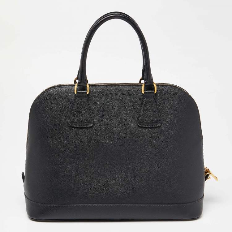 Pre Owned Prada Black Saffiano Lux Leather Promenade Satchel