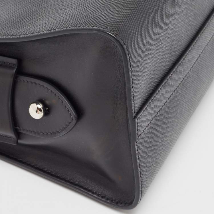 Pre Owned Prada Black Saffiano Cuir Leather Kristen Tote