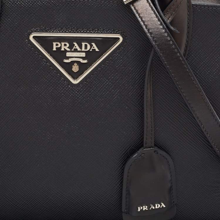 Pre Owned Prada Black Saffiano Cuir Leather Kristen Tote