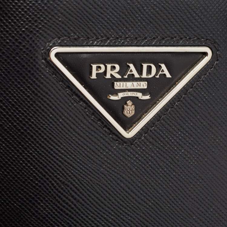 Pre Owned Prada Black Saffiano Cuir Leather Kristen Tote