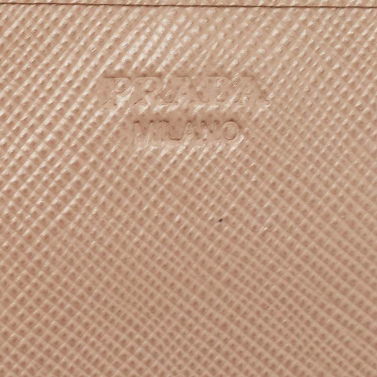 Pre Owned Prada Beige Leather Flap Wallet On Chain