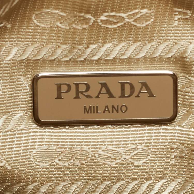 Pre Owned Prada Beige Nylon Re-Edition 2000 Baguette Bag