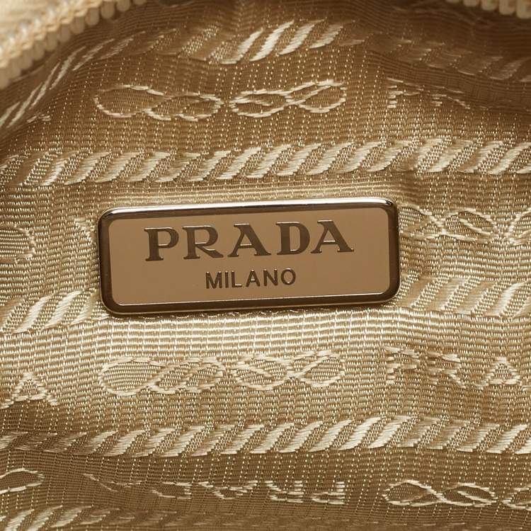 Pre Owned Prada Beige Nylon Re-Edition 2000 Baguette Bag