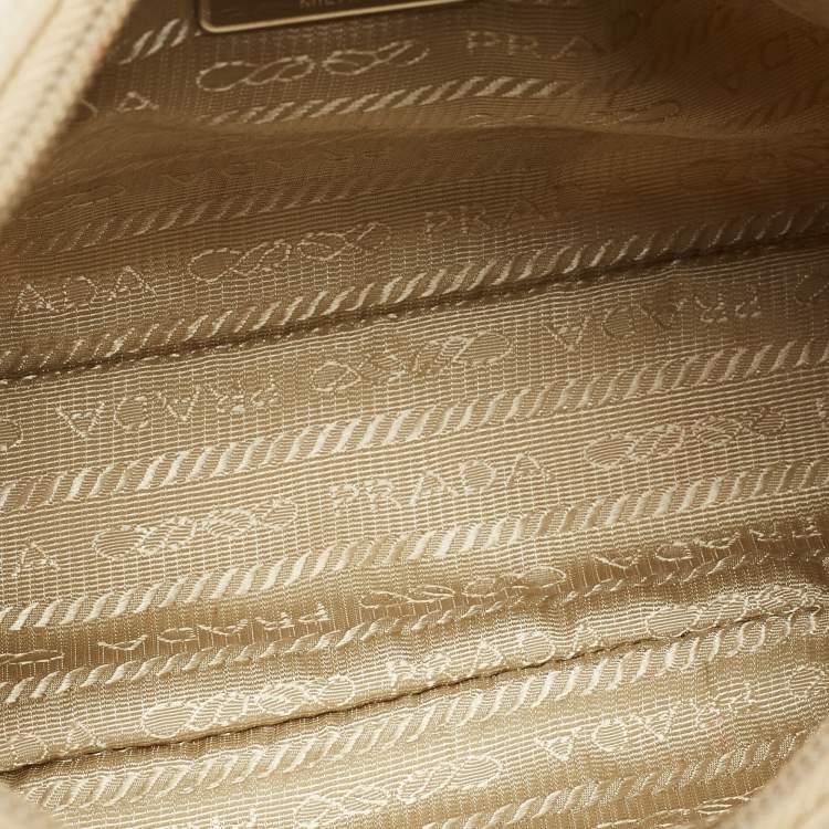 Pre Owned Prada Beige Nylon Re-Edition 2000 Baguette Bag