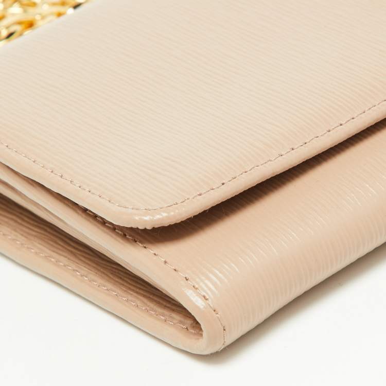 Pre Owned Prada Beige Vitello Move Leather Wallet on Chain