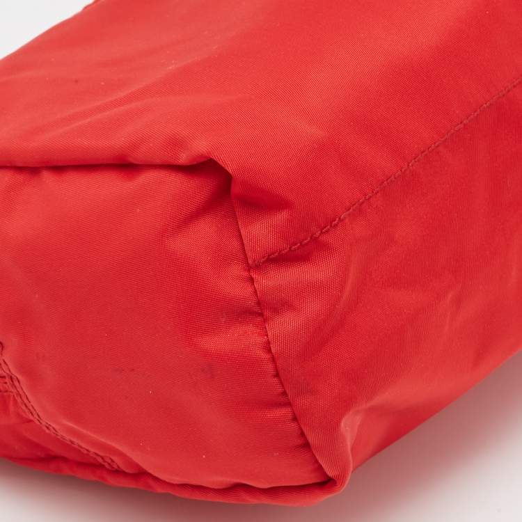Pre Owned Prada Red Nylon Cosmetic Pouch