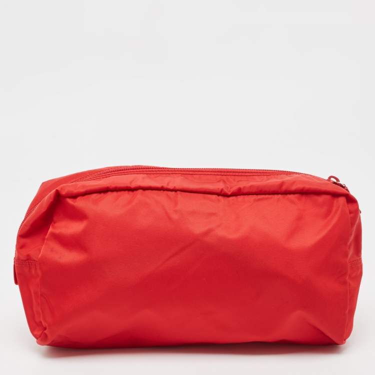 Pre Owned Prada Red Nylon Cosmetic Pouch