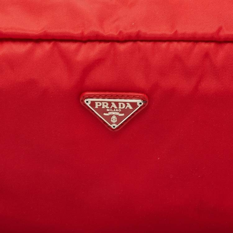 Pre Owned Prada Red Nylon Cosmetic Pouch