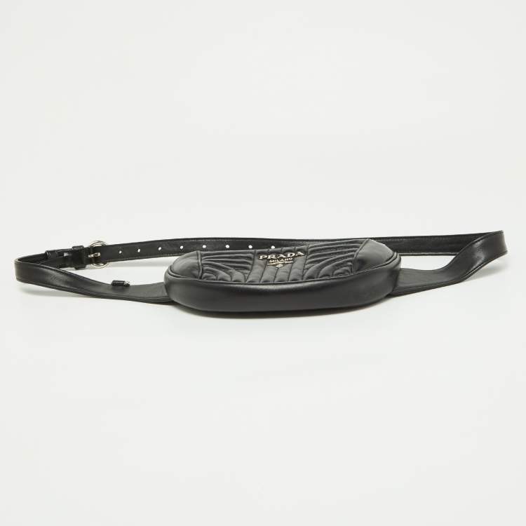 Pre Owned Prada Black Diagramme Leather Belt Bag