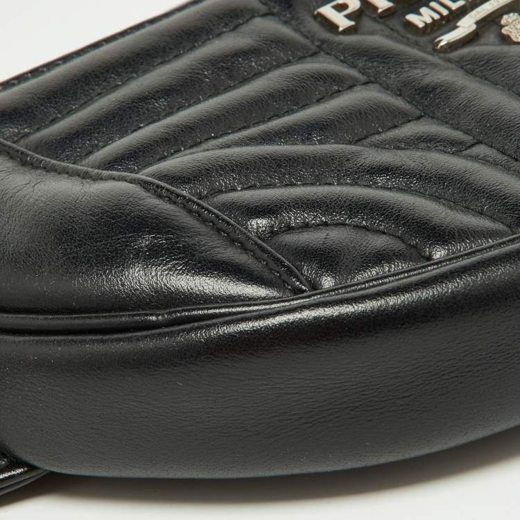 Pre Owned Prada Black Diagramme Leather Belt Bag