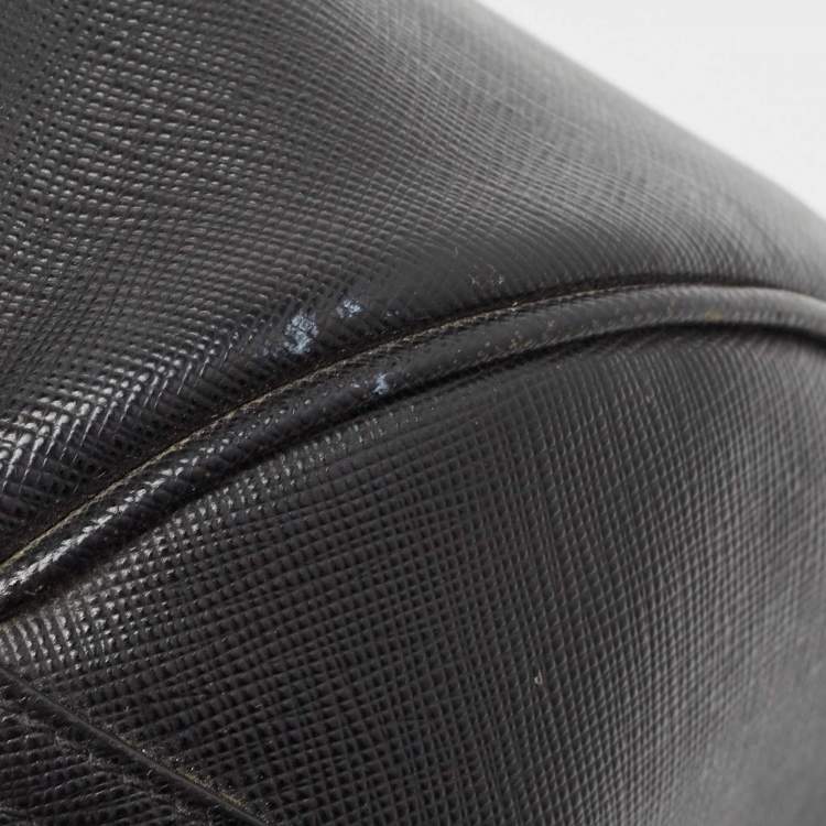Pre Owned Prada Black Saffiano Lux Leather Boston Bag