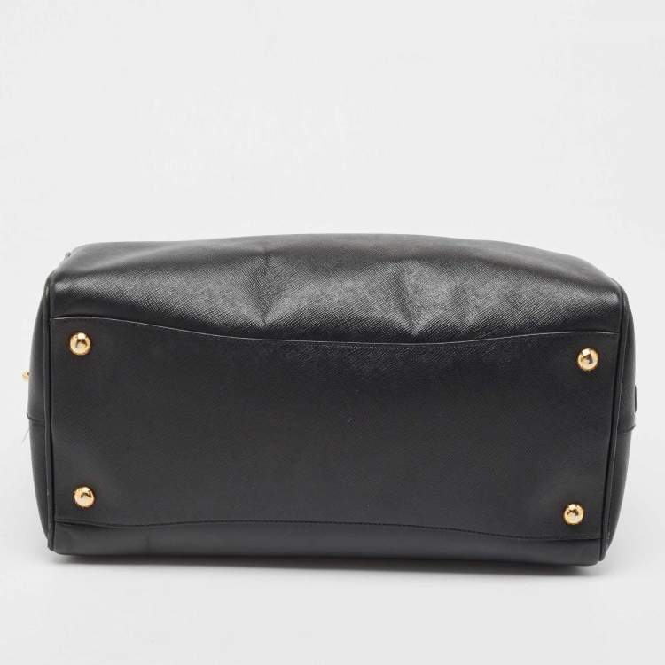 Pre Owned Prada Black Saffiano Lux Leather Boston Bag