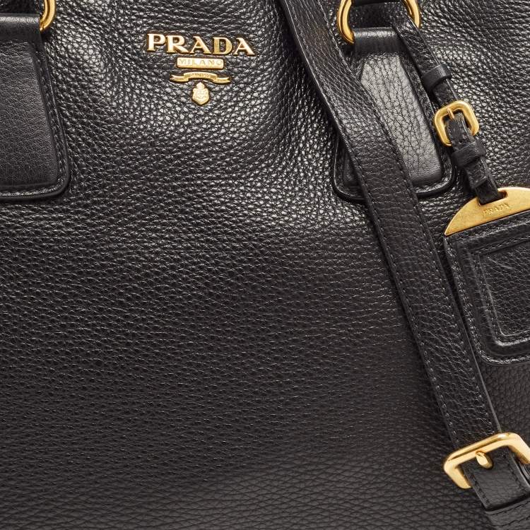 Pre Owned Prada Black Vitello Daino Leather Shopper Tote