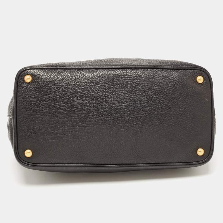 Pre Owned Prada Black Vitello Daino Leather Shopper Tote