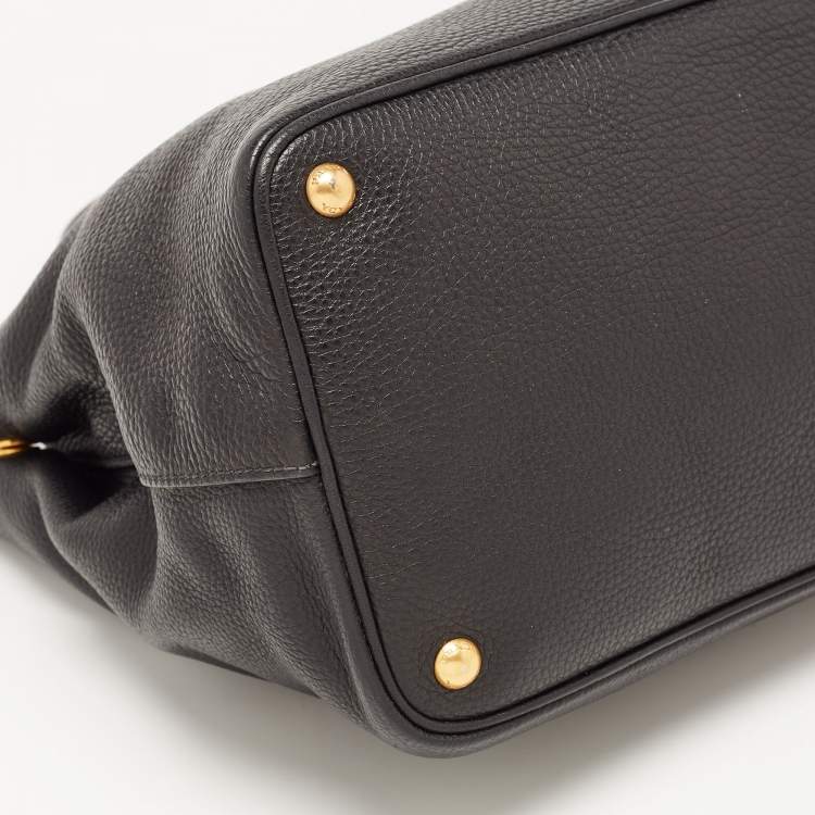 Pre Owned Prada Black Vitello Daino Leather Shopper Tote