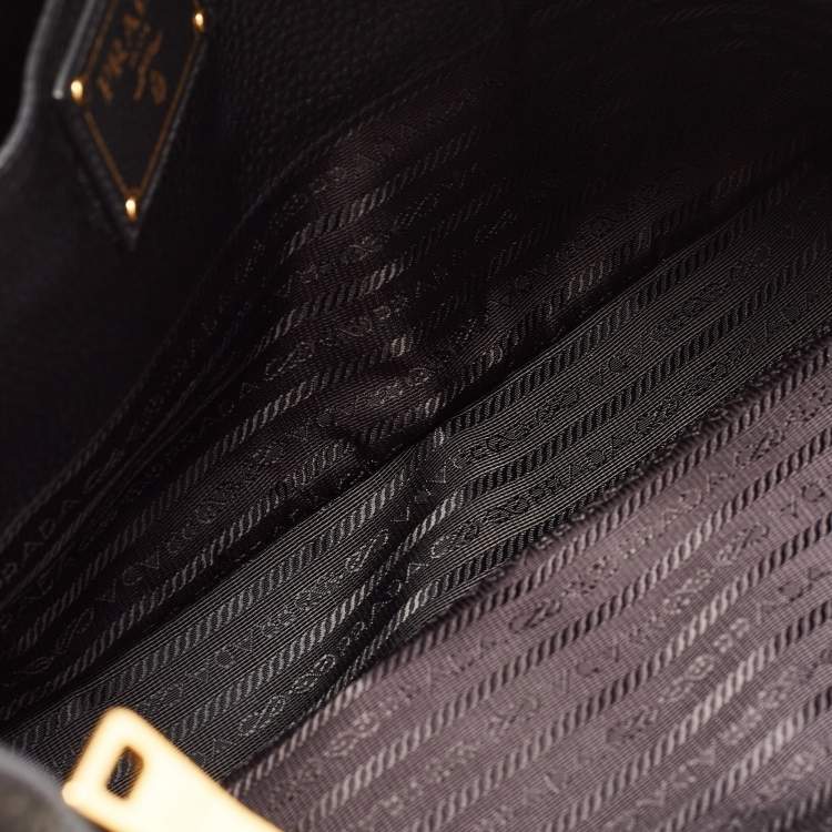 Pre Owned Prada Black Vitello Daino Leather Shopper Tote