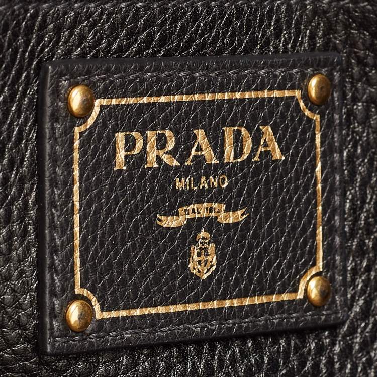 Pre Owned Prada Black Vitello Daino Leather Shopper Tote