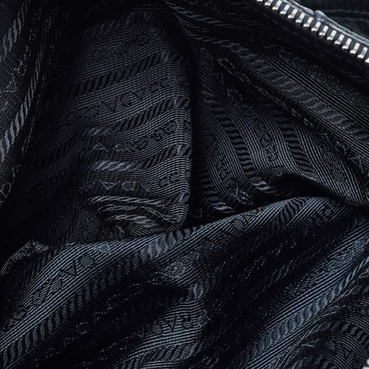 Pre Owned Prada Black Gaufre Leather Double Zip Tote