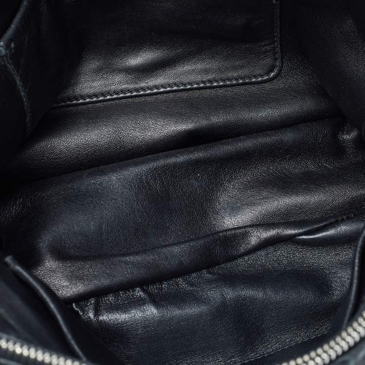 Pre Owned Prada Black Gaufre Leather Double Zip Tote