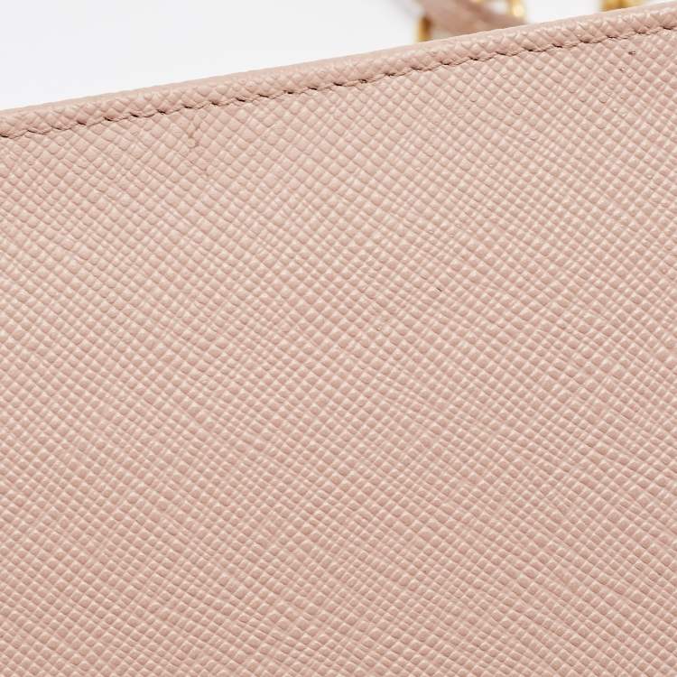Pre Owned Prada Beige Saffiano Leather Wallet on Chain