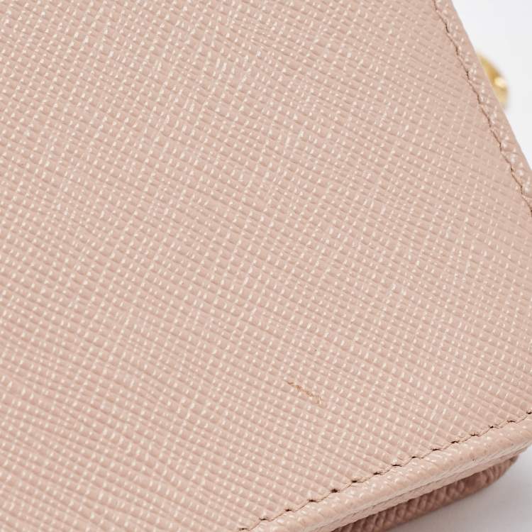 Pre Owned Prada Beige Saffiano Leather Wallet on Chain