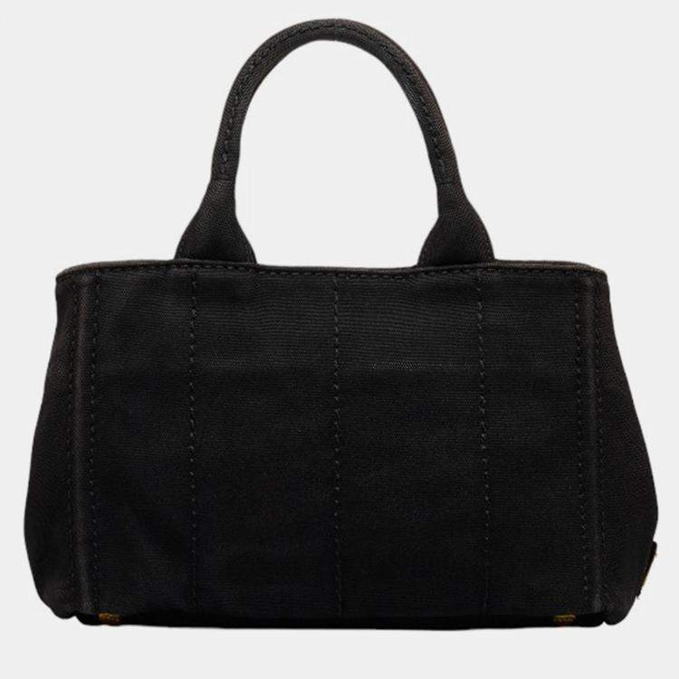 Pre Owned Prada Black Canvas Canapa Logo Handbag