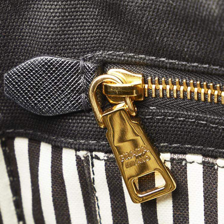 Pre Owned Prada Black Canvas Canapa Logo Handbag