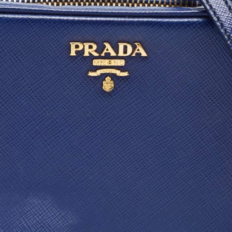 Pre Owned Prada Blue Saffiano Lux Leather Mini Camera Crossbody Bag