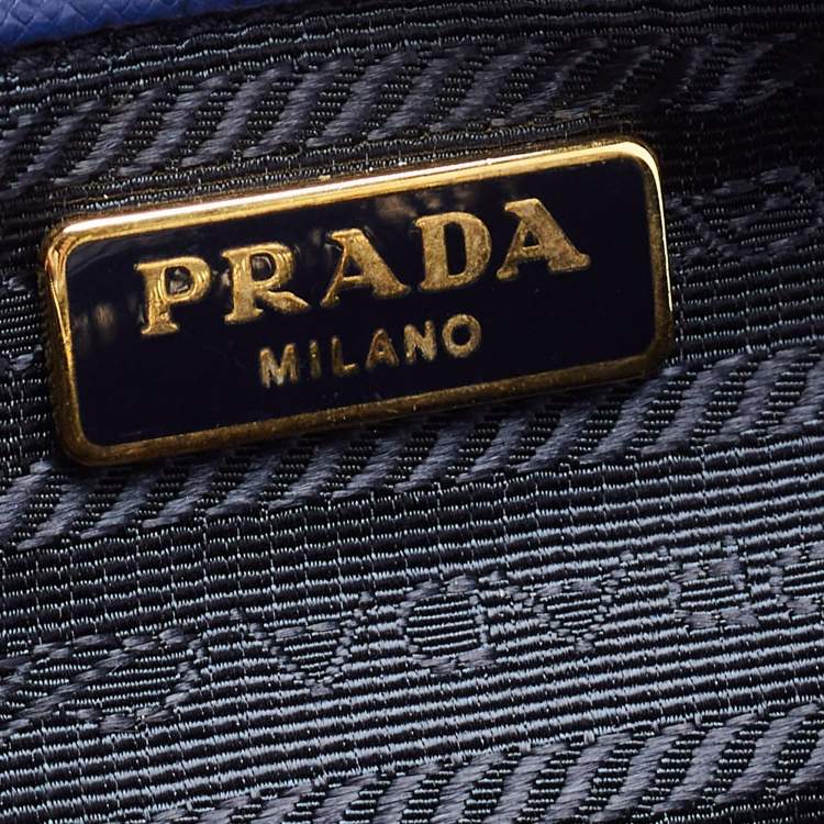 Pre Owned Prada Blue Saffiano Lux Leather Mini Camera Crossbody Bag