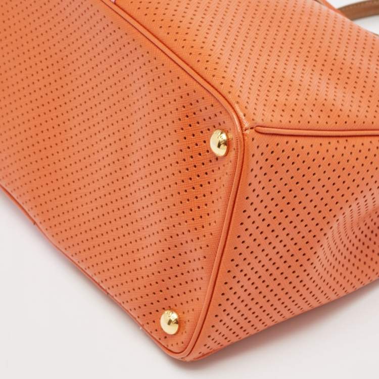 Pre Owned Prada Tricolor Saffiano Lux Leather Perforated Tote