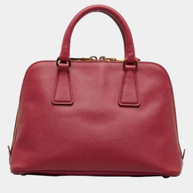 Pre Owned Prada Red Saffiano Lux Promenade Bag Handbag